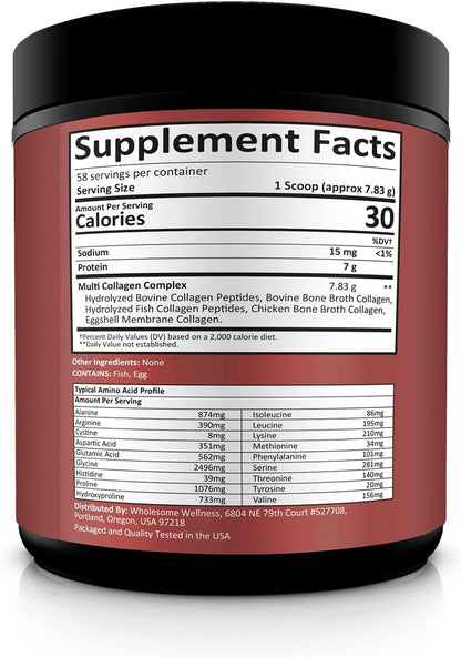 Wholesome Wellness Premium Multi Collagen Peptides Protein Powder