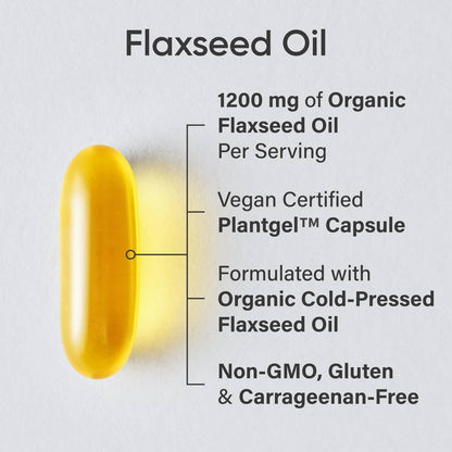 Sports Research® Vegan Flaxseed Oil 1200mg, 180 Plantgels™ | Herbal Supplement with Plant-Based ALA Omega 3 - Vegan Certified & Non-GMO Verified - Gluten, Soy & Carrageenan Free