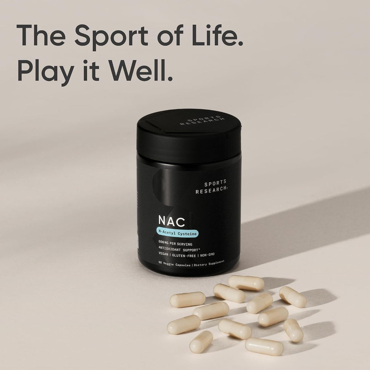 Sports Research® Vegan NAC (N-Acetyl Cysteine) 600mg, 90 Veggie Caps | Amino Acid Supplement for Immune Support | Vegan Certified, Non-GMO, 90 Servings