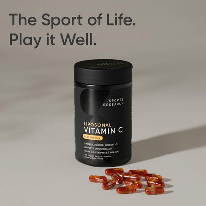 Sports Research® Liposomal Vitamin C 1000mg, 180 Liquid Capsules | Antioxidant Activity & Immune Support - Enhanced Absorption - Non-GMO Verified & Gluten Free - Ascorbic Acid Vitamin C