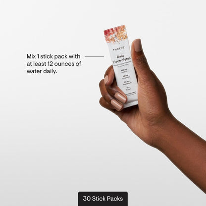 THORNE - Daily Electrolytes - Zero Sugar & Low-Calorie Electrolyte Powder Drink Mix - Flavors Derived from Natural Sources - NSF Certified for Sport - Blood Orange - 30 Stick Packs
