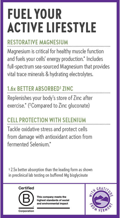 New Chapter Magnesium + Selenium & Zinc Tablets - Bone Health & Muscle Support Supplement* - Supports Electrolyte Balance* - Vegan, Gluten Free, Non-GMO & Kosher - 30 Tablets