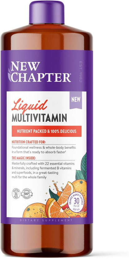 New Chapter Liquid Multivitamin + Mineral Supplement - Whole-Body Support for Adults, Teens & Kids 2+* - 22 Essential Vitamins & Minerals - Ready to Absorb Faster - Mixed Berry Flavored - 30 oz