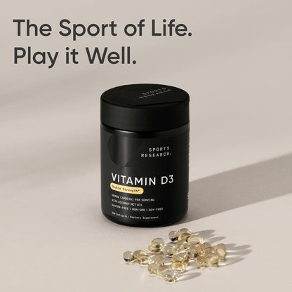 Sports Research® Vitamin D3 2000iu/50mcg with Coconut Oil, 360 Softgels | Double Strength Vitamin D Supplement | Immune, Bone, Mood Support | Non-GMO, Soy Free - 360 Servings