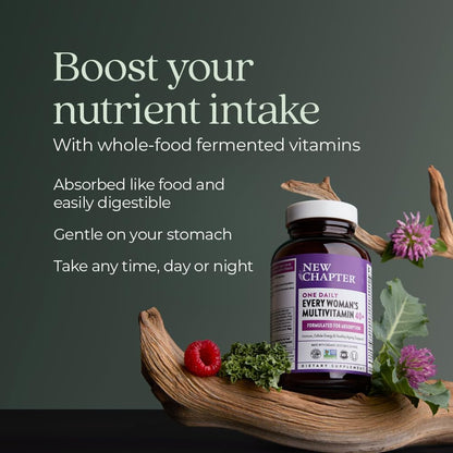 New Chapter Women’s Multivitamin 40+, extra B6 & B12, Biotin for Hair Growth, D3, Vit C, Zinc for Immune & Stress Support, Gentle on an Empty Stomach, One Daily, Non-GMO, Gluten-Free, 48/72/96 Tablets