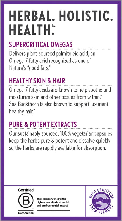 New Chapter Supercritical Omega 7 with Sea Buckthorn + Plant Sourced Fatty Acids + Omega 7 + Non-GMO Ingredients - 60 Vegetarian Capsule
