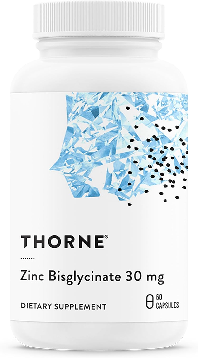THORNE - Zinc Bisglycinate 30 mg - Highly Absorbable Zinc Supplement - Supports Immune System, Eye, Skin & Reproductive Health* - Third-Party Certified - Gluten, Dairy & Soy-Free - 60 Capsules