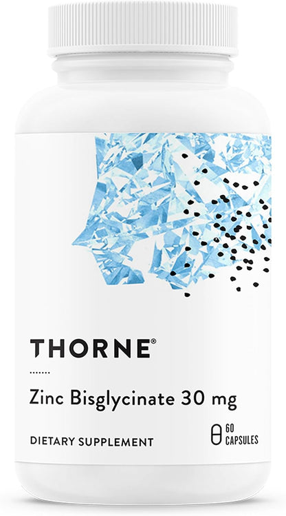 THORNE - Zinc Bisglycinate 30 mg - Highly Absorbable Zinc Supplement - Supports Immune System, Eye, Skin & Reproductive Health* - Third-Party Certified - Gluten, Dairy & Soy-Free - 60 Capsules