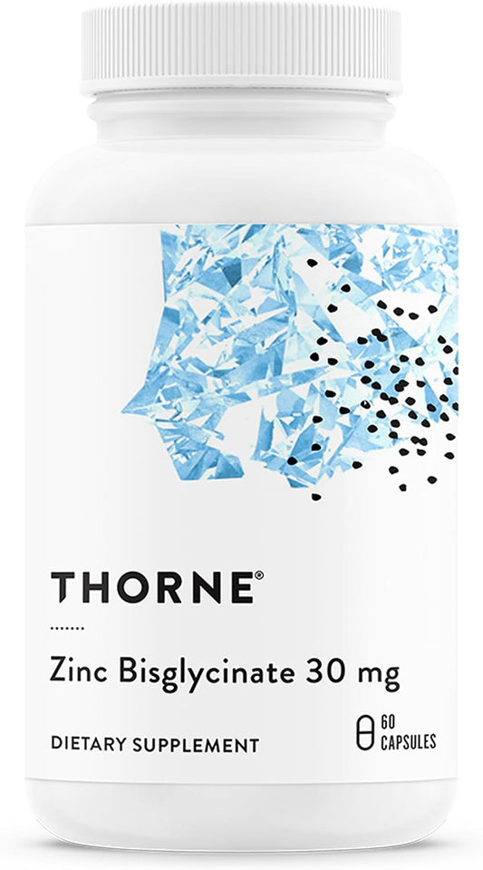 THORNE - Zinc Bisglycinate 30 mg - Highly Absorbable Zinc Supplement - Supports Immune System, Eye, Skin & Reproductive Health* - Third-Party Certified - Gluten, Dairy & Soy-Free - 60 Capsules