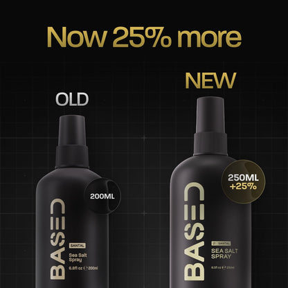 BASED Sea Salt Spray, Natural Finish Sea Salt Spray for Hair, Volume & Texture, Infused with Kelp & Vitamin B5, Light & Non-Greasy, Paraben Free, No Drying Alcohols, 8.5 oz (Pack of 1/2/3))