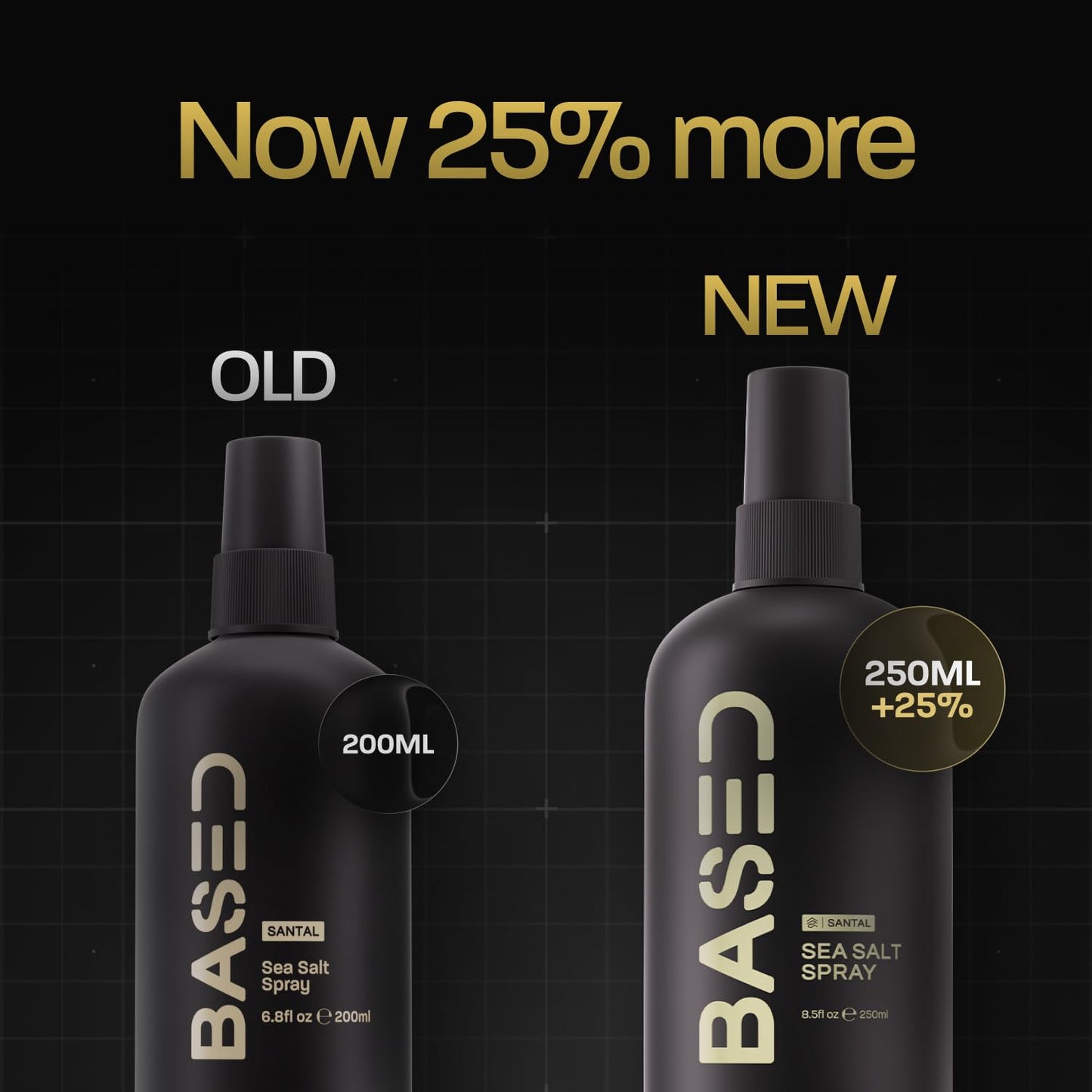 BASED Sea Salt Spray, Natural Finish Sea Salt Spray for Hair, Volume & Texture, Infused with Kelp & Vitamin B5, Light & Non-Greasy, Paraben Free, No Drying Alcohols, 8.5 oz (Pack of 1/2/3))