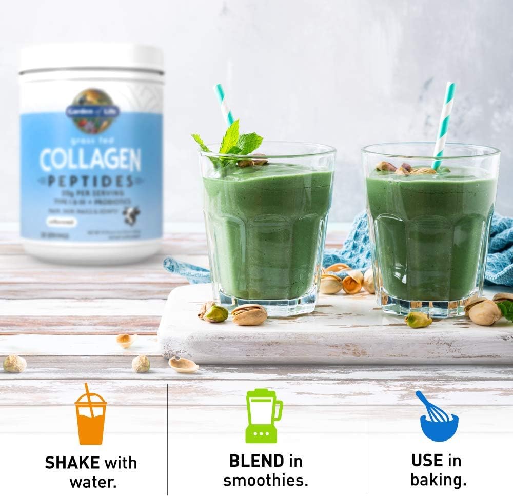 Garden of Life Grass Fed Collagen Peptides Powder Unflavored Collagen Powder for Women Men Hair Skin Nails Joints, Hydrolyzed Collagen Protein Supplements, Collagen for Women & Men