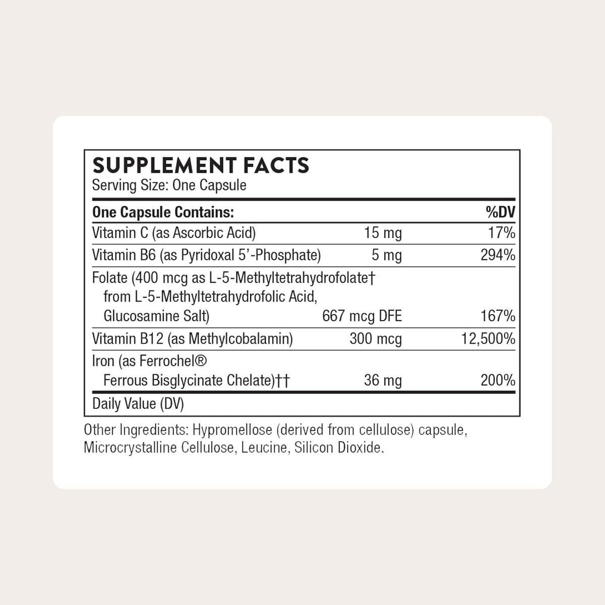 THORNE - Advanced Iron Complex - Complete Blood Support Formula* - Elemental Iron, Folate, B and C Vitamins for Optimal Absorption - Chelated Iron Supplement - Gluten, Dairy & Soy-Free - 60 Capsules