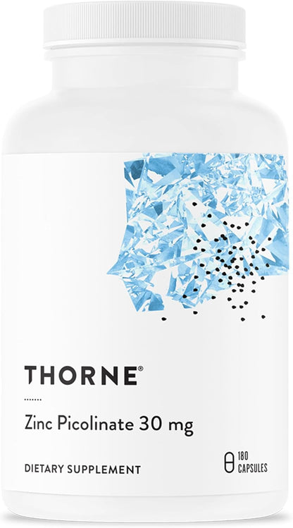 THORNE - Zinc Picolinate 30 mg - Well-Absorbed Zinc Supplement for Growth and Immune Function - Promotes Healthy Skin & Eyes* - Third-Party Certified - Gluten, Dairy & Soy-Free - 60 Capsules