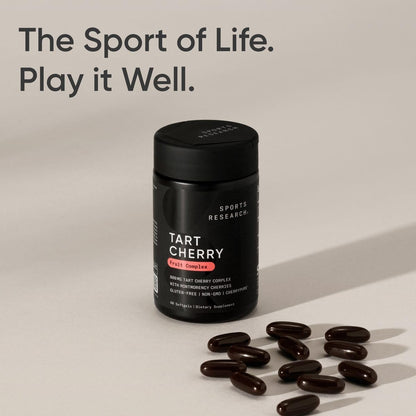 Sports Research® Tart Cherry Fruit Complex 800mg, 60 Softgels | Made from Montmorency Tart Cherries | Non-GMO, Gluten Free, 60 Servings