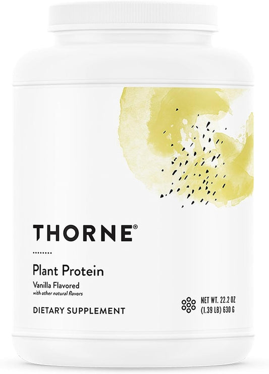 THORNE - Plant Protein - 22 Grams of Vegan Protein Powder - Pea, Rice & Chia Seed Protein with Complete Amino Acid Profile - NSF Certified for Sport - Vanilla - Gluten-Free - About 20 Servings