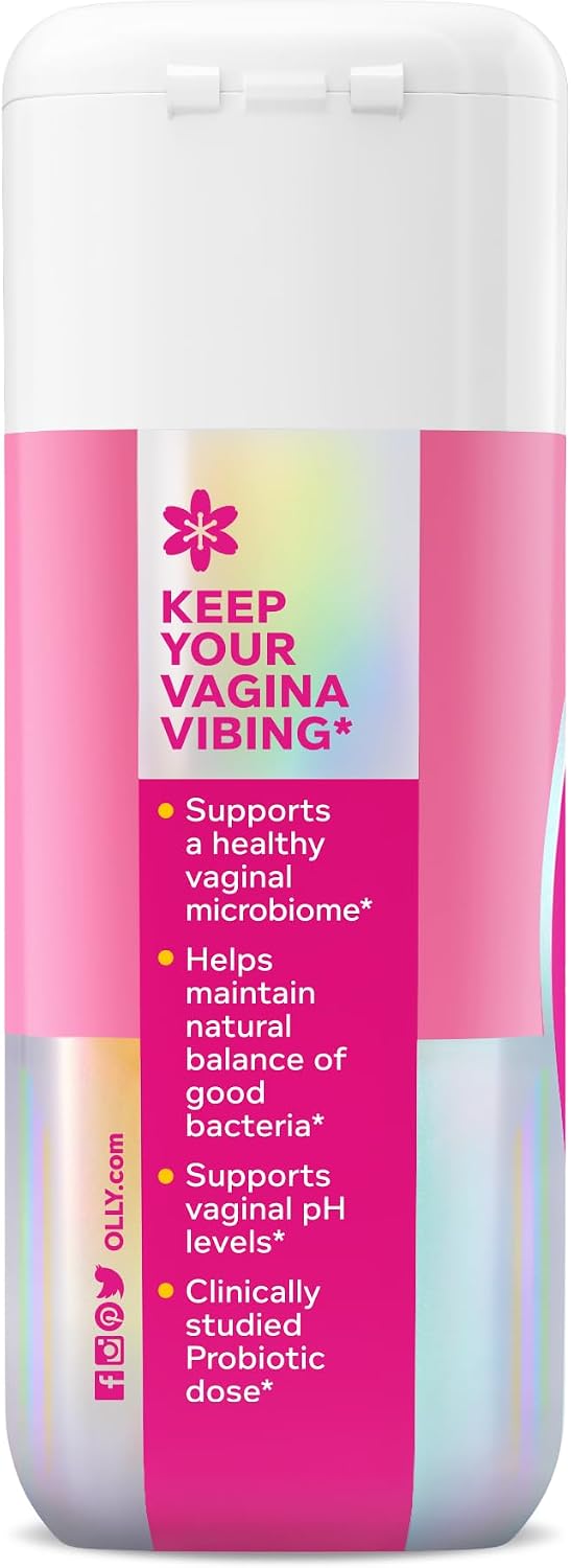 OLLY Happy Hoo-Ha Capsules, Vaginal Probiotics for Women or People with Vaginas, Vaginal Health and pH Balance,* 10 Billion CFU Per Capsule - 25 Count