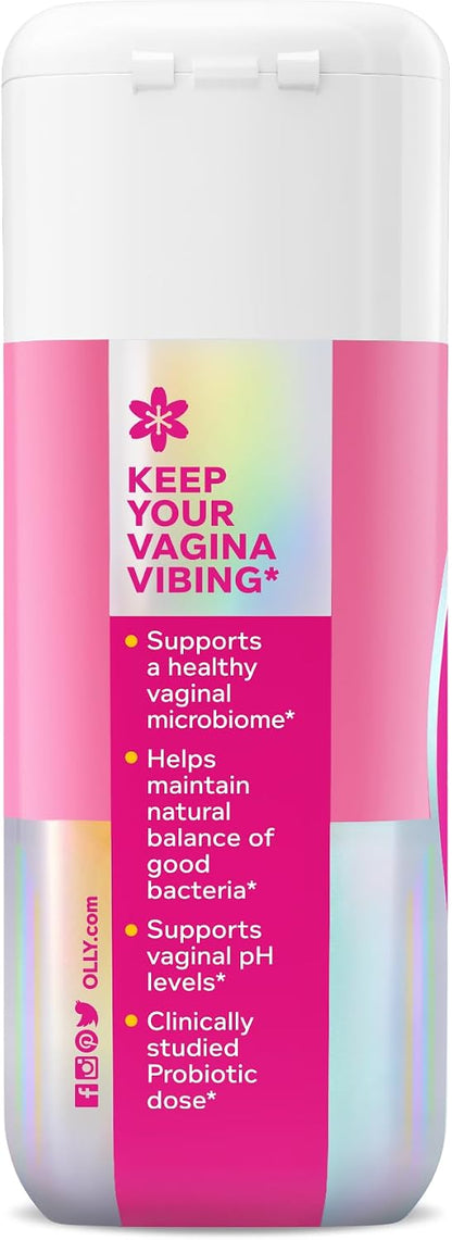 OLLY Happy Hoo-Ha Capsules, Vaginal Probiotics for Women or People with Vaginas, Vaginal Health and pH Balance,* 10 Billion CFU Per Capsule - 25 Count