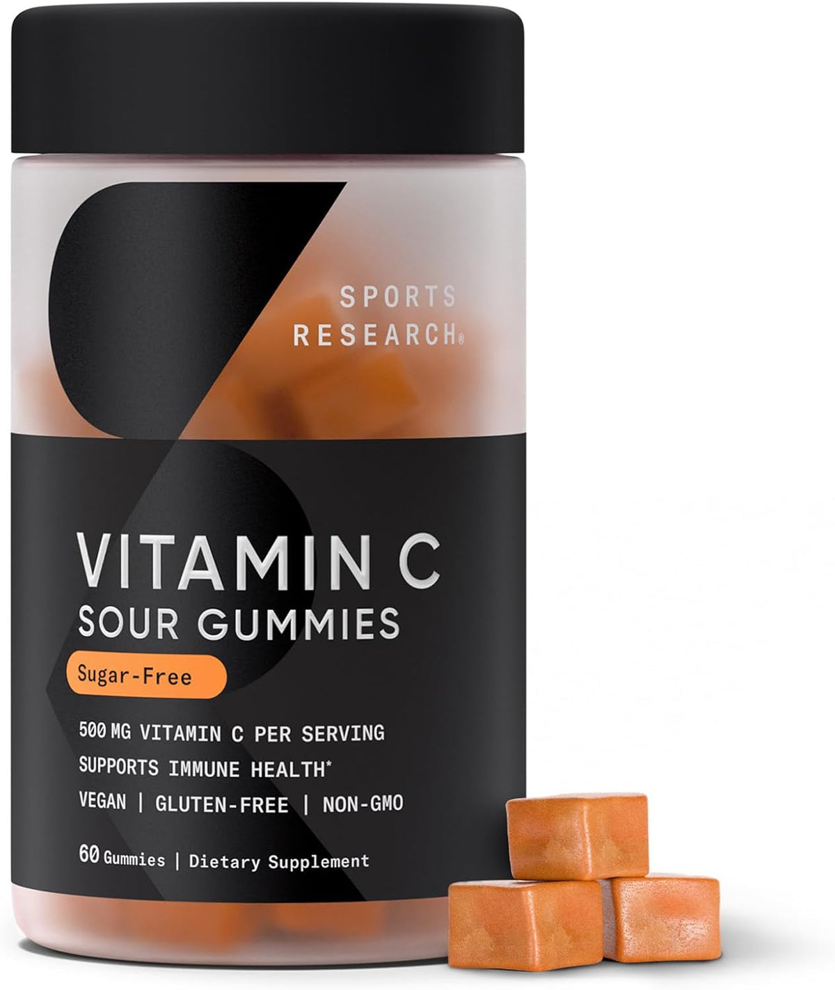 Sports Research® Vitamin C Sugar-Free Gummies 500mg, 60 Count | Immune Support & Antioxidant Gummies | Sugar Free, Vegan, Gelatin Free, Non-GMO