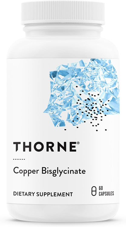 THORNE - Copper Bisglycinate - Optimally Absorbed, Mineral Chelate Copper Supplement - Supports Bone, Blood Vessel, Heart, Nerve & Skin Health* - Third-Party Certified - Gluten-Free - 60 Capsules