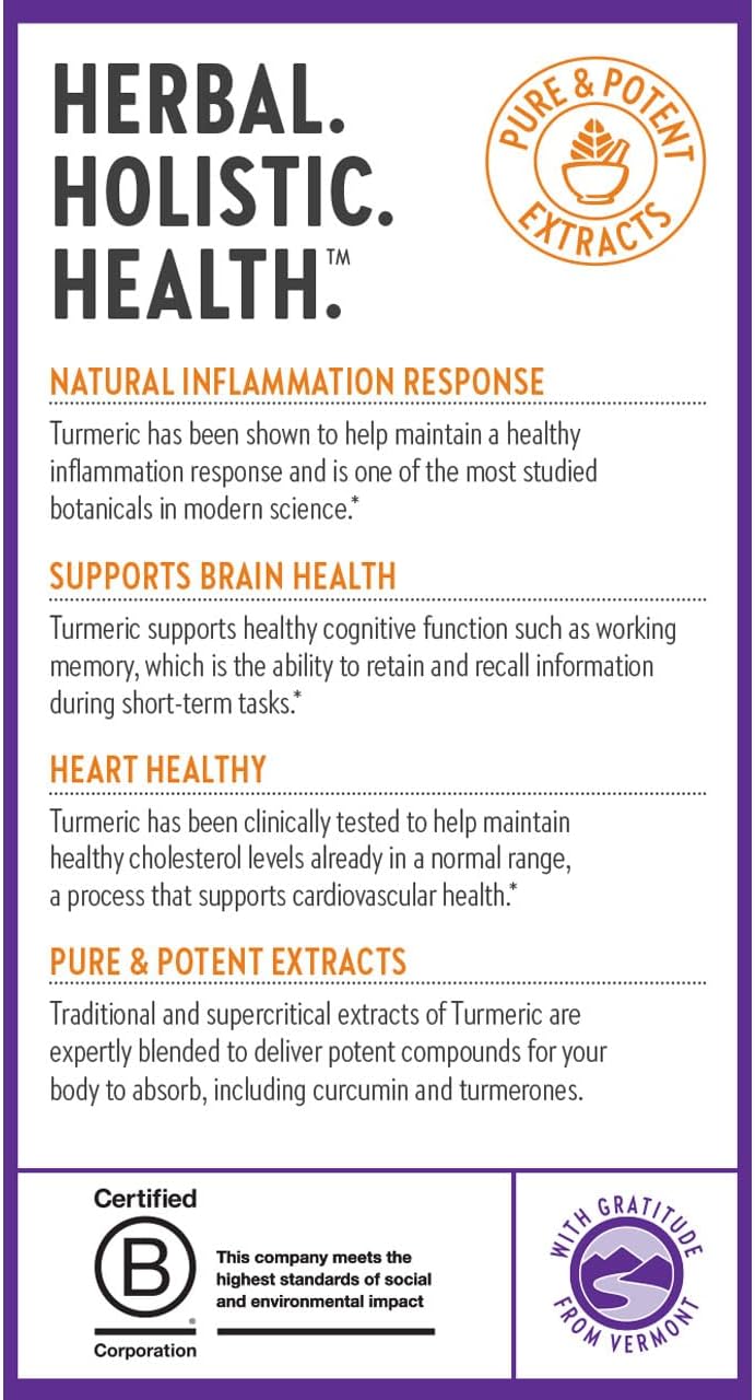 New Chapter Turmeric Supplement, One Daily, Heart, Brain & Healthy Inflammation Support, Supercritical Turmeric Curcumin Means No Black Pepper Needed, Non-GMO, Gluten Free – 60 Count (2 Month Supply)