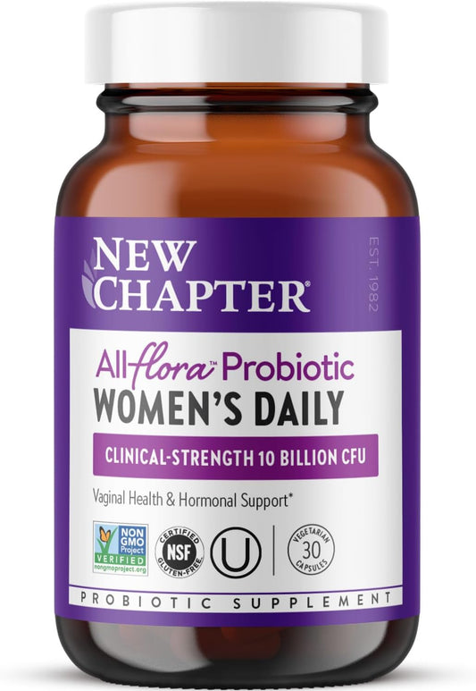 New Chapter Probiotics for Women - 30 ct (1 Month Supply), Women's Daily Probiotic with Prebiotics and Probiotics for Vaginal Health & Chaste Tree for Hormonal Support, 100% Vegetarian, Non-GMO