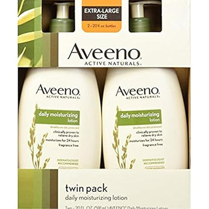 Aveeno Daily Moisturizing Body Lotion, Body Lotion for Dry Skin with Prebiotic Oat, Paraben Free, Fragrance Free, Non-Greasy, Non-Comedogenic Moisturizer, 18/30 FL OZ