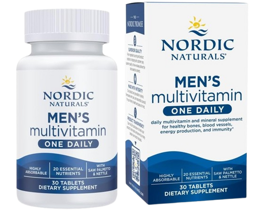 Nordic Naturals Men’s Multivitamin One Daily - Bone, Energy, & Blood-Vessel Support - Immunity Supplement - 20 Essential Nutrients - 30 Tablets - 30 Servings