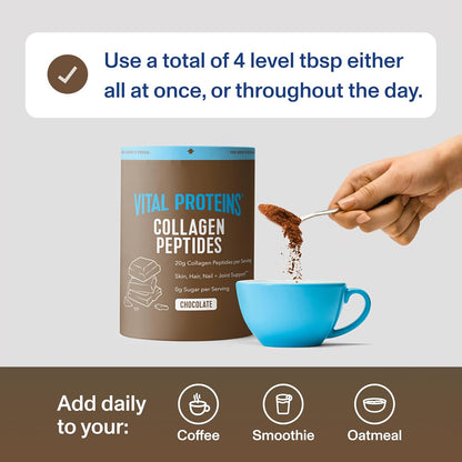Vital Proteins Collagen Peptides Powder - Chocolate Powder for Hair, Nail, Skin, Bone & Joint Health, 13.5oz