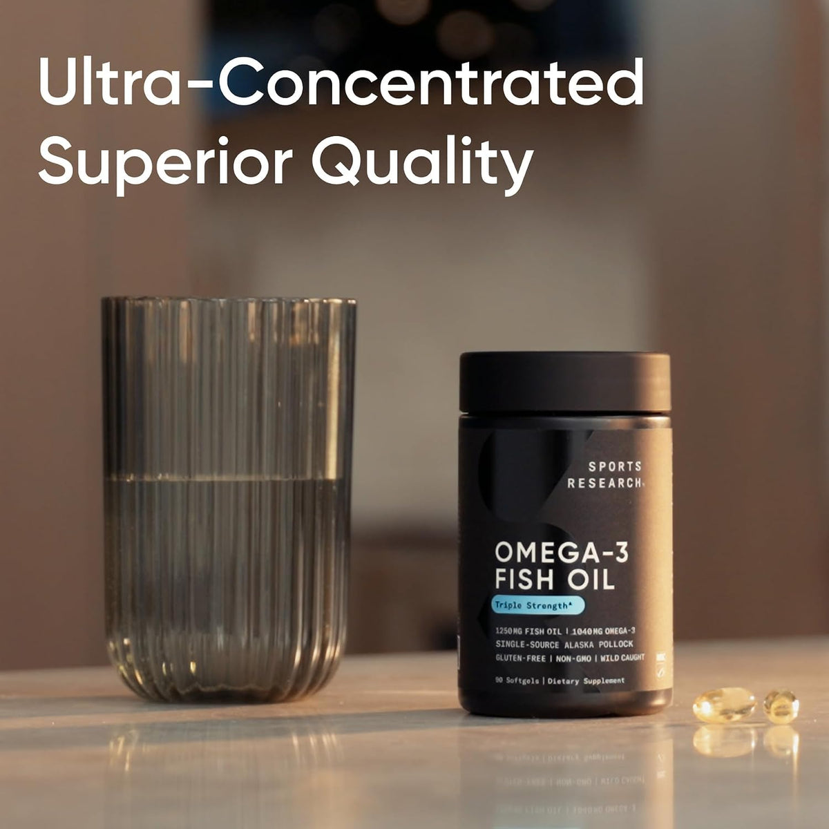 Sports Research® Omega-3 Fish Oil Minis from Wild Alaska Pollock, 120 Count | Easy to Swallow Mini-Softgel, Always Fresh Never Fishy, 345mg EPA 130mg DHA per Softgel, MSC Certified Sustainable, Non-GMO