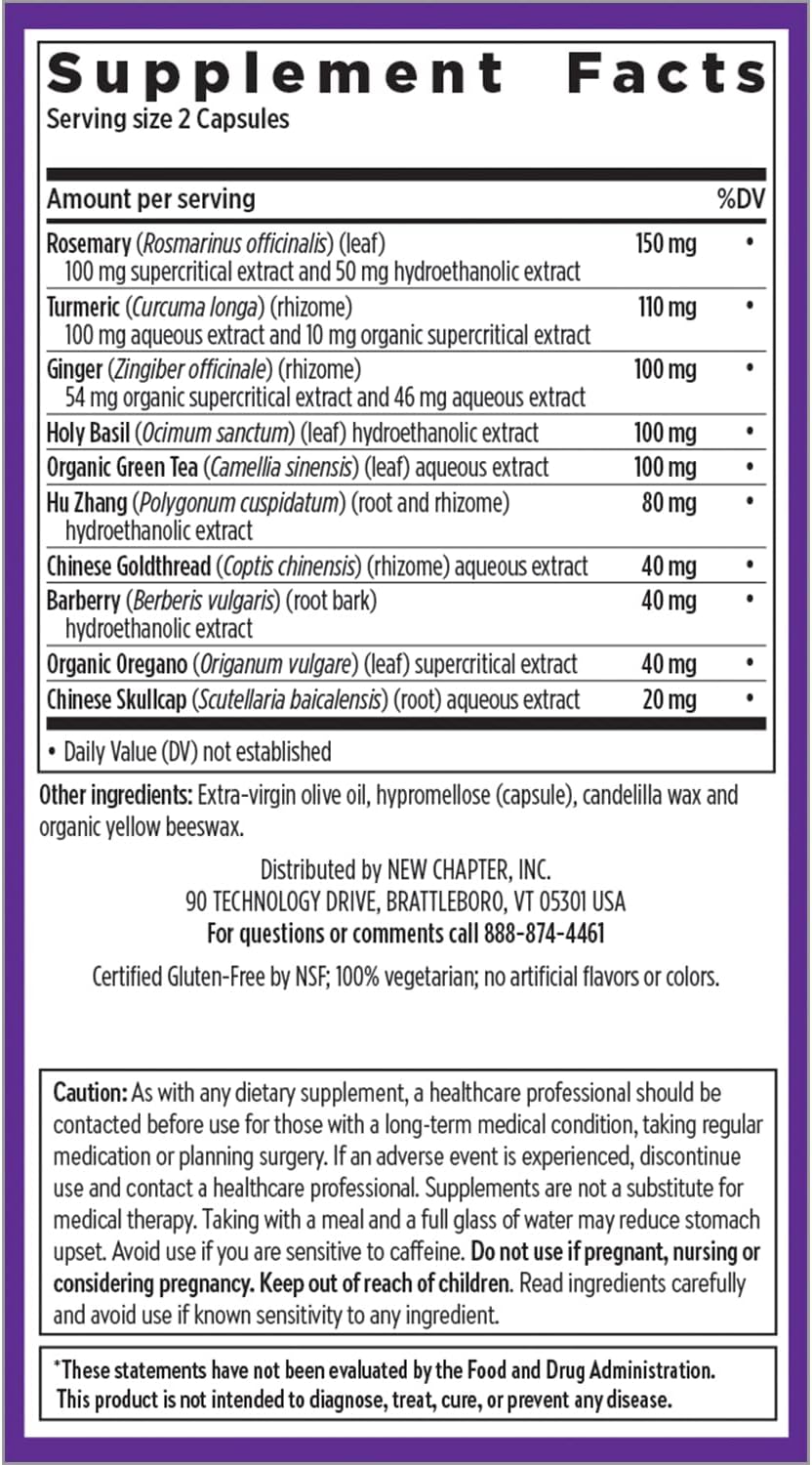 New Chapter Zyflamend - Pain Relief, Inflammation & Joint Support Supplement* - Herbal Blend Includes Turmeric, Ginger & Rosemary - Contains No DLPA - Non-GMO, Vegetarian & Gluten Free - 60 Capsules