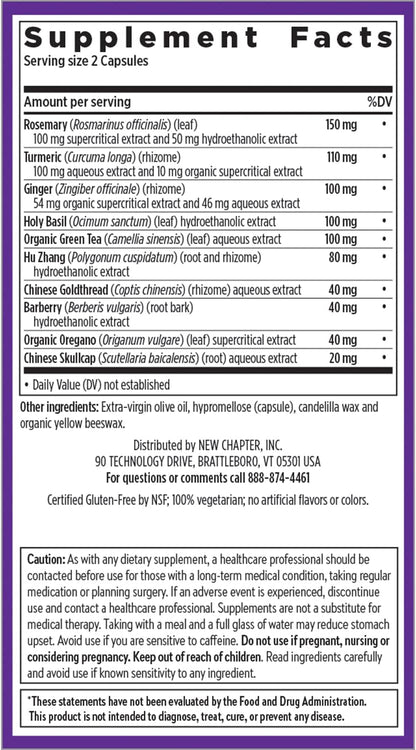 New Chapter Zyflamend - Pain Relief, Inflammation & Joint Support Supplement* - Herbal Blend Includes Turmeric, Ginger & Rosemary - Contains No DLPA - Non-GMO, Vegetarian & Gluten Free - 60 Capsules