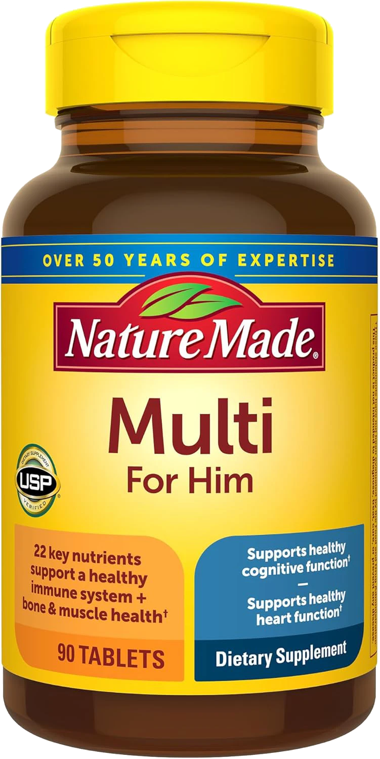 Nature Made Multivitamin for Him, Mens Multivitamins with No Iron, Daily Nutritional Support, Nature Made Multi Mens Vitamins & Minerals, 90 Tablets, 90 Day Supply