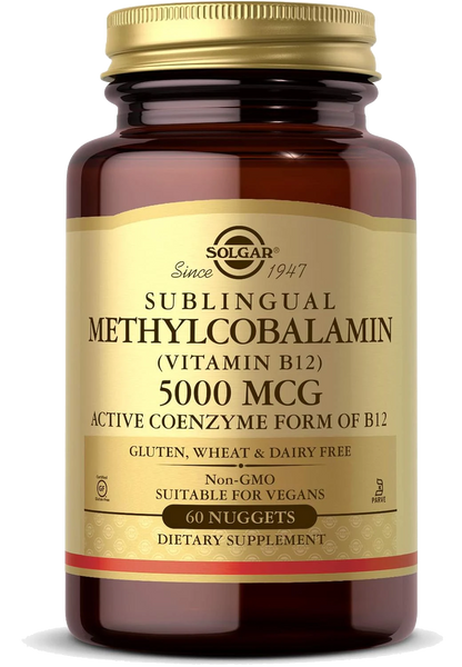 Solgar Methylcobalamin (Vitamin B12) 5000 mcg, 60 Nuggets - Cherry Flavor - Supports Energy Metabolism - Body-Ready, Active Form - Non-GMO, Vegan, Gluten Free - 60 Servings