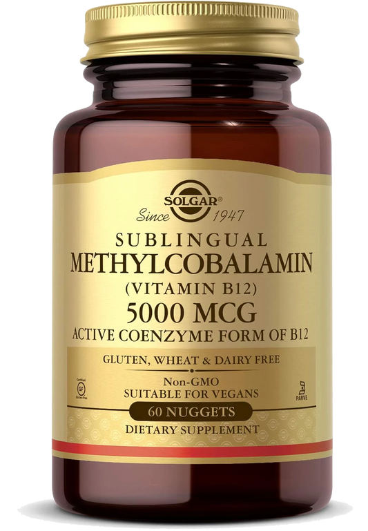 Solgar Methylcobalamin (Vitamin B12) 5000 mcg, 60 Nuggets - Cherry Flavor - Supports Energy Metabolism - Body-Ready, Active Form - Non-GMO, Vegan, Gluten Free - 60 Servings