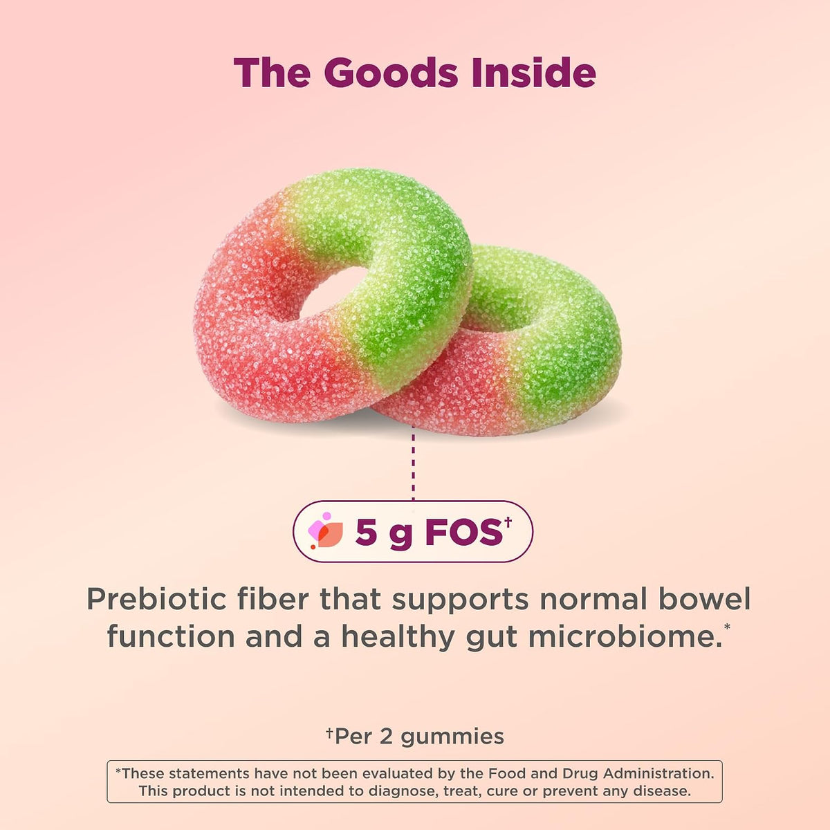 Olly, Fiber Gummy Rings, 5g Fos Prebiotic Fiber, Digestive Health Supplement,* Strawberry Watermelon Flavored, 25 Day Supply, 50 Count