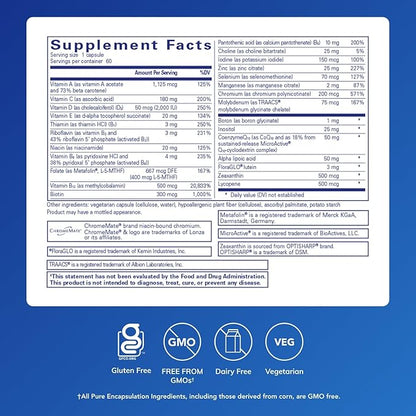 Pure Encapsulations O.N.E. Multivitamin - Once Daily Multivitamin with Antioxidant Complex Metafolin, CoQ10, and Lutein to Support Vision, Cognitive Function, and Cellular Health - 30/60/120 Capsules