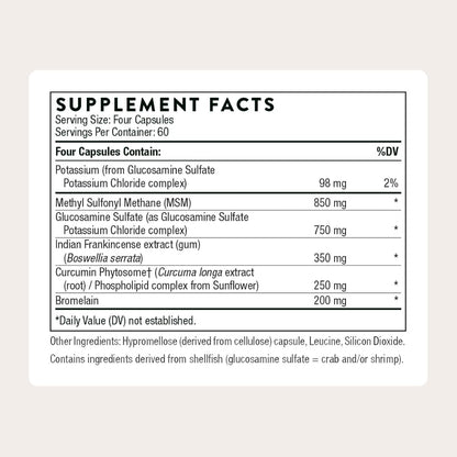 THORNE - Joint Support Nutrients - Formulated with Glucosamine, MSM, Curcumin, Bromelain, Boswellia & Potassium for Joint Support* - Third-Party Certified - Gluten, Dairy & Soy-Free - 240 Capsules