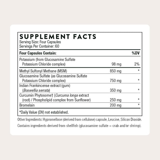 THORNE - Joint Support Nutrients - Formulated with Glucosamine, MSM, Curcumin, Bromelain, Boswellia & Potassium for Joint Support* - Third-Party Certified - Gluten, Dairy & Soy-Free - 240 Capsules