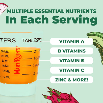 MARYRUTH'S Liquid Multivitamin + Hair Growth| Dragon Fruit Flavour | Clinically Tested in Women for Thicker Hair & Facial Wrinkles | Biotin 10000mcg | 15.22 Fl Oz & 30 Oz
