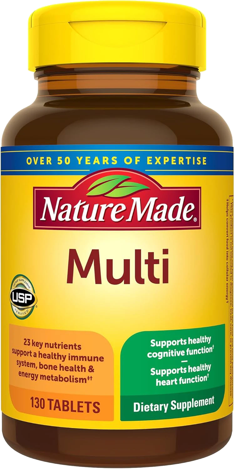 Nature Made Multivitamin Tablets with Iron, Multivitamin for Women and Men for Daily Nutritional Support, Nature Made Multi Vitamins for Adults, 130 Tablets, 130 Day Supply