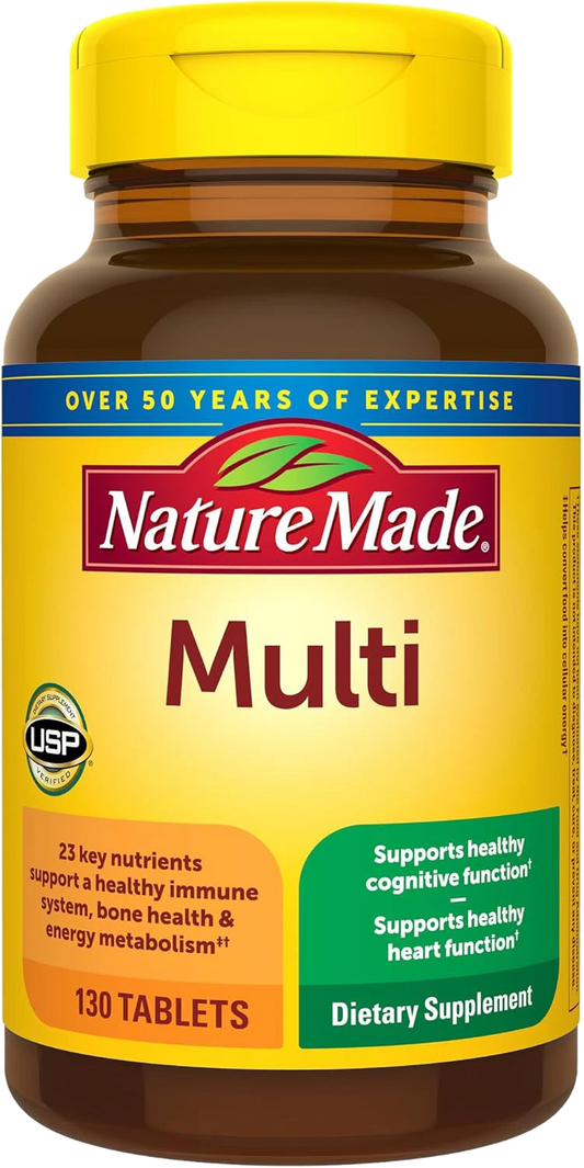 Nature Made Multivitamin Tablets with Iron, Multivitamin for Women and Men for Daily Nutritional Support, Nature Made Multi Vitamins for Adults, 130 Tablets, 130 Day Supply
