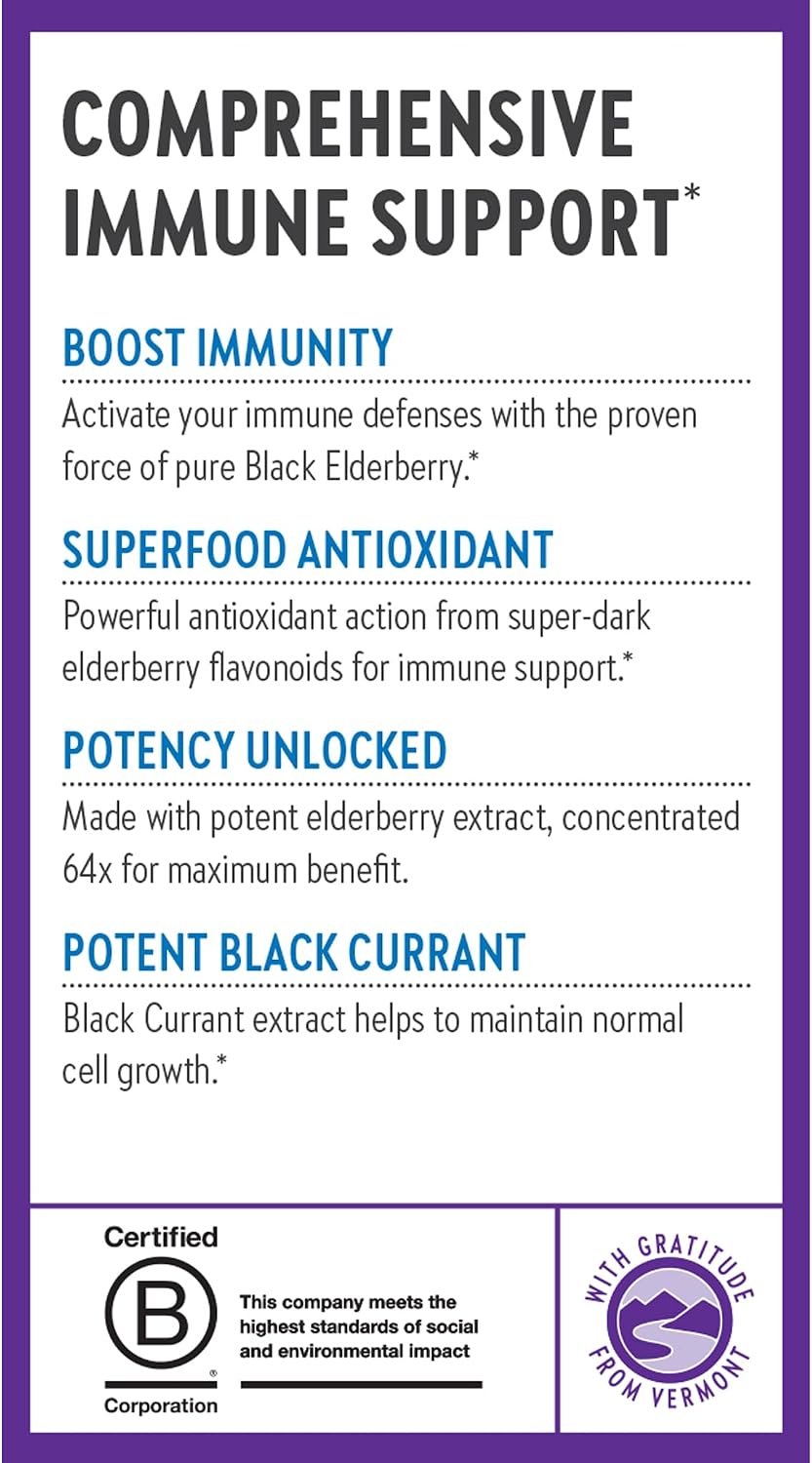 New Chapter Vegan Elderberry Capsules with 64x Concentrated Black Elderberry + Black Currant for Comprehensive Immune Support, Non-GMO Project Verified, Gluten Free, Certified Vegan, 30 Count