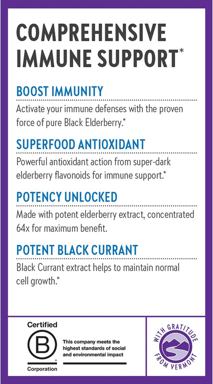 New Chapter Vegan Elderberry Capsules with 64x Concentrated Black Elderberry + Black Currant for Comprehensive Immune Support, Non-GMO Project Verified, Gluten Free, Certified Vegan, 30 Count