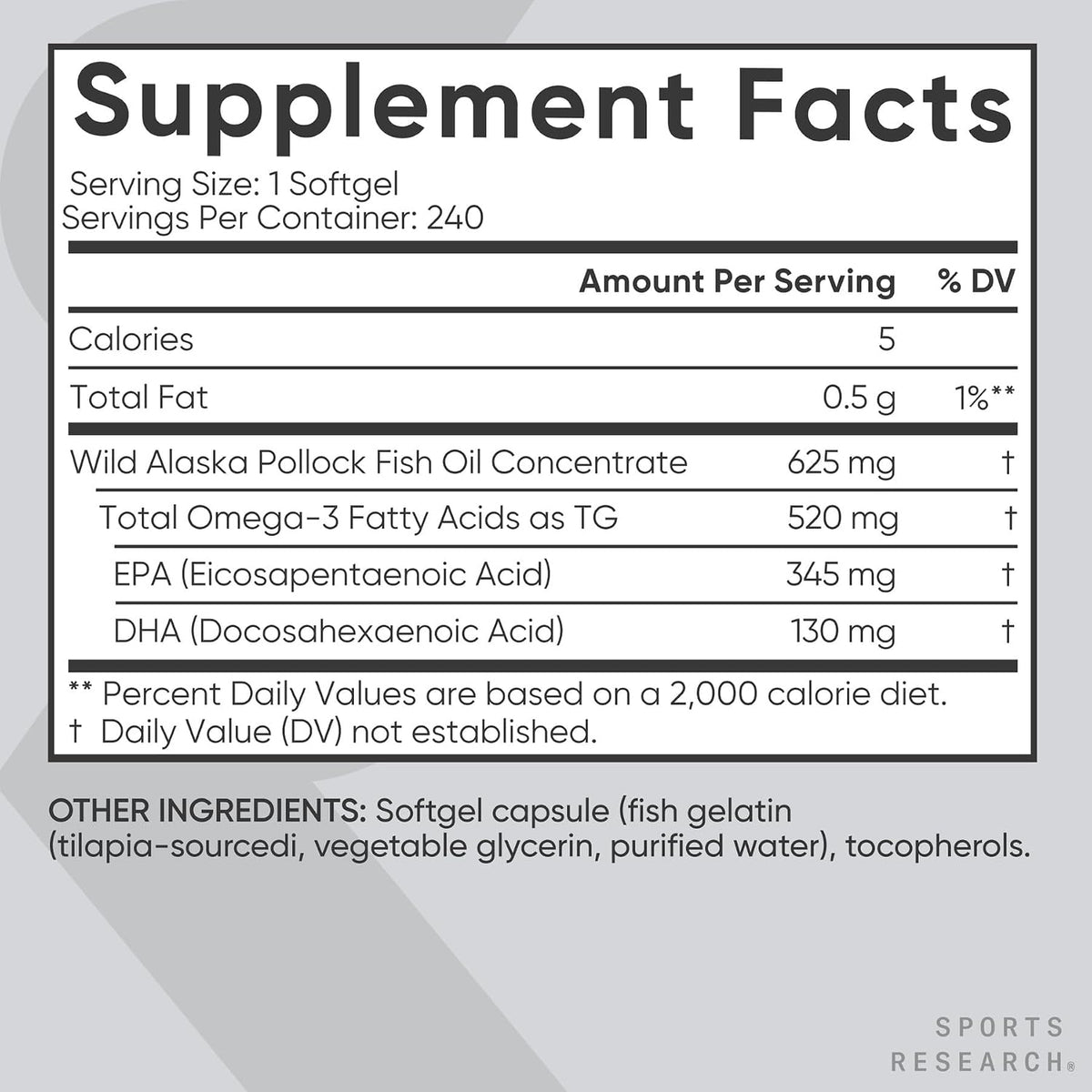 Sports Research® Omega-3 Fish Oil Minis from Wild Alaska Pollock, 120 Count | Easy to Swallow Mini-Softgel, Always Fresh Never Fishy, 345mg EPA 130mg DHA per Softgel, MSC Certified Sustainable, Non-GMO