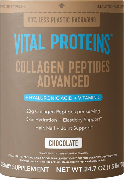 Vital Proteins Collagen Peptides Powder Advanced with Hyaluronic Acid & Vitamin C, Collagen Supplements, Unflavored, 12 Servings