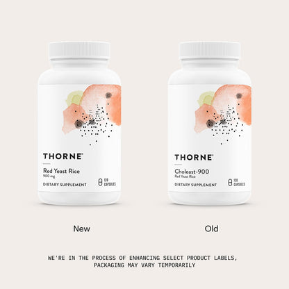 THORNE - Red Yeast Rice - Supports Healthy Cholesterol Levels Already in a Normal Range, Heart Health & Blood Pressure* - Third-Party Certified - Gluten-Free, Dairy-Free - 120 Capsules