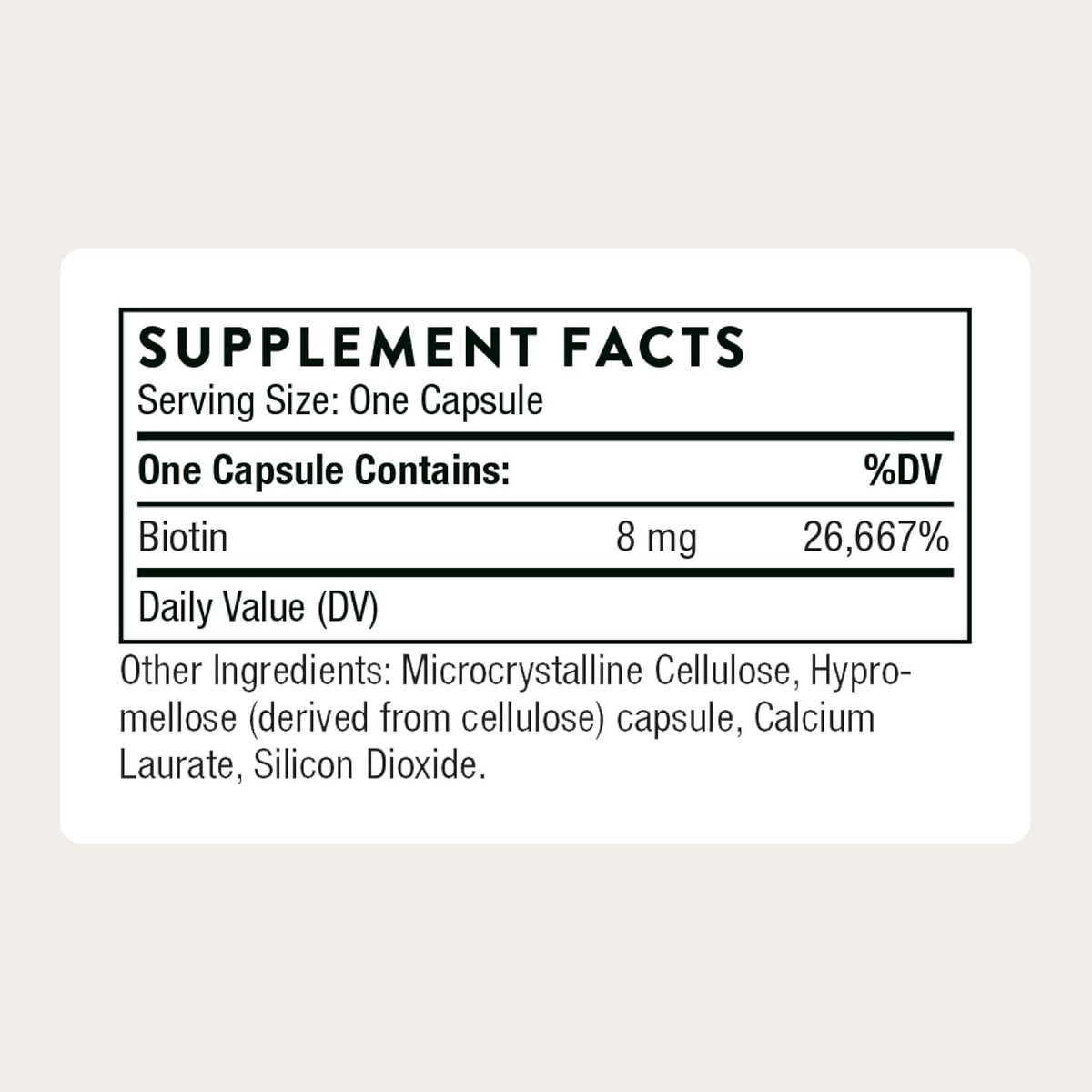 THORNE - Biotin - Vitamin B7 Supplement for Healthy Hair, Nails, Skin & Metabolism - Supports Nerve Health* - Third-Party Certified - Gluten, Dairy & Soy-Free - 60 Capsules