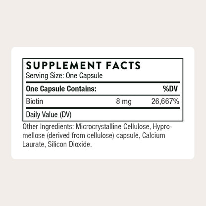 THORNE - Biotin - Vitamin B7 Supplement for Healthy Hair, Nails, Skin & Metabolism - Supports Nerve Health* - Third-Party Certified - Gluten, Dairy & Soy-Free - 60 Capsules