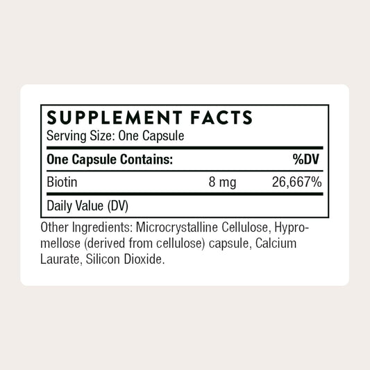 THORNE - Biotin - Vitamin B7 Supplement for Healthy Hair, Nails, Skin & Metabolism - Supports Nerve Health* - Third-Party Certified - Gluten, Dairy & Soy-Free - 60 Capsules
